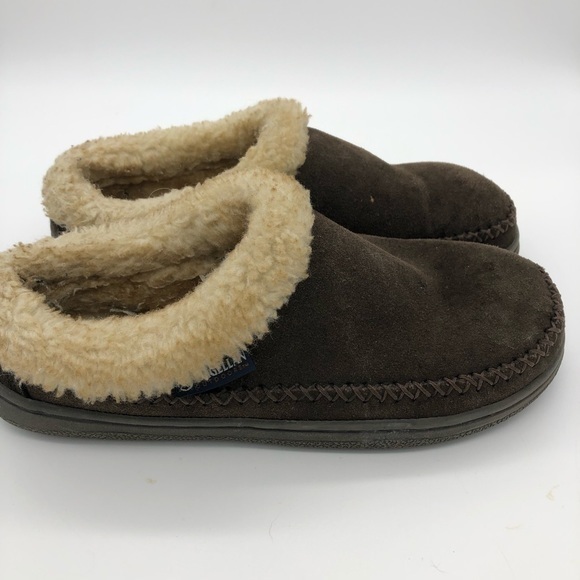 Magellan Men’s Brown Microsuede Faux Fur Lined Insulated Slippers Men’s Size 8 - Picture 6 of 12